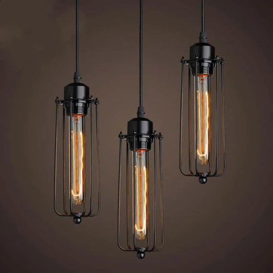 Vintage Industrial Cage Pendant Light