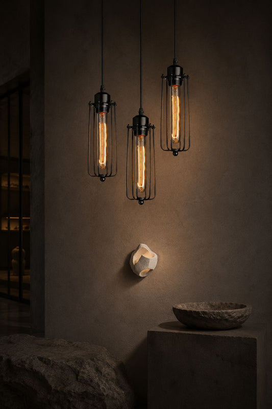 Vintage Industrial Cage Pendant Light