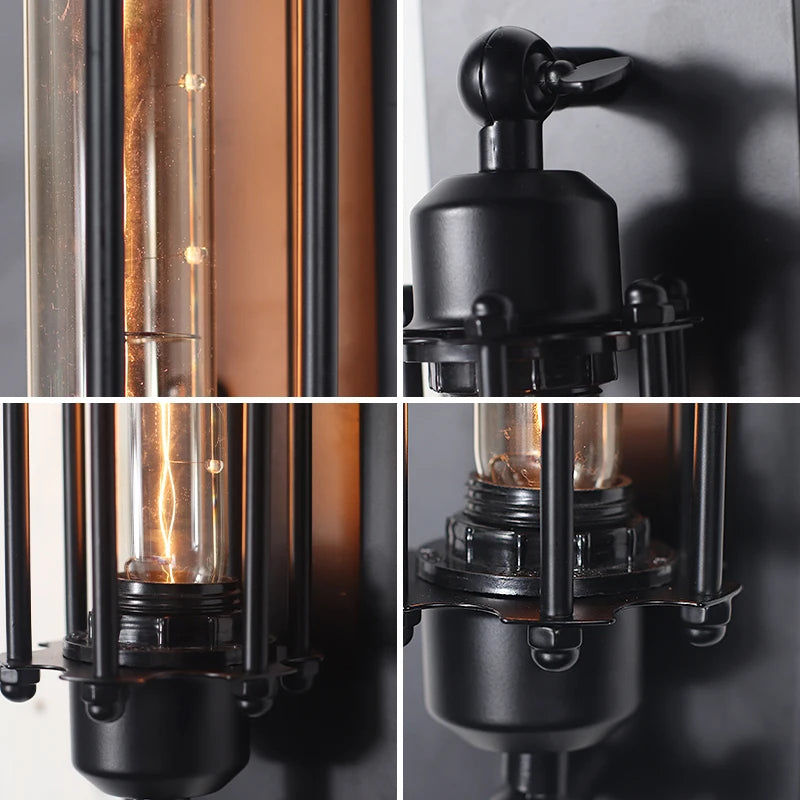 Retro Industrial Iron Tube Wall Light